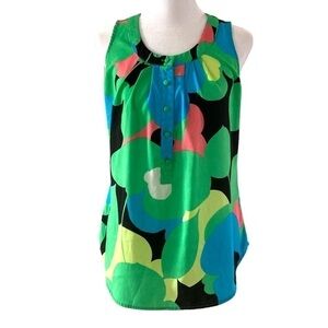 New York & Company XS blouse colorful sleeveless green blue black